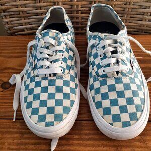 Vans Blue & White Checkerboard Canvas Lace-Up Sneakers Skateboard Mens Size 9.5